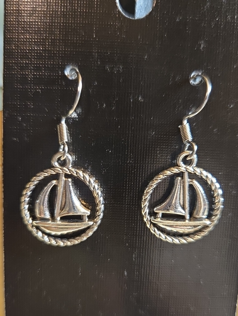Silver Sailboat Dangle Earrings - Nautical Women Jewelry